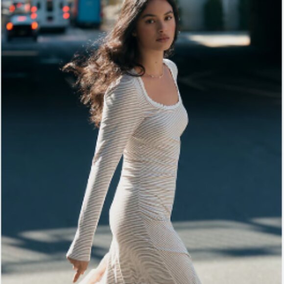 Brand New DAILY PRACTICE BY ANTHROPOLOGIE  Fitted Ruched Maxi Dress - Picture 5 of 8